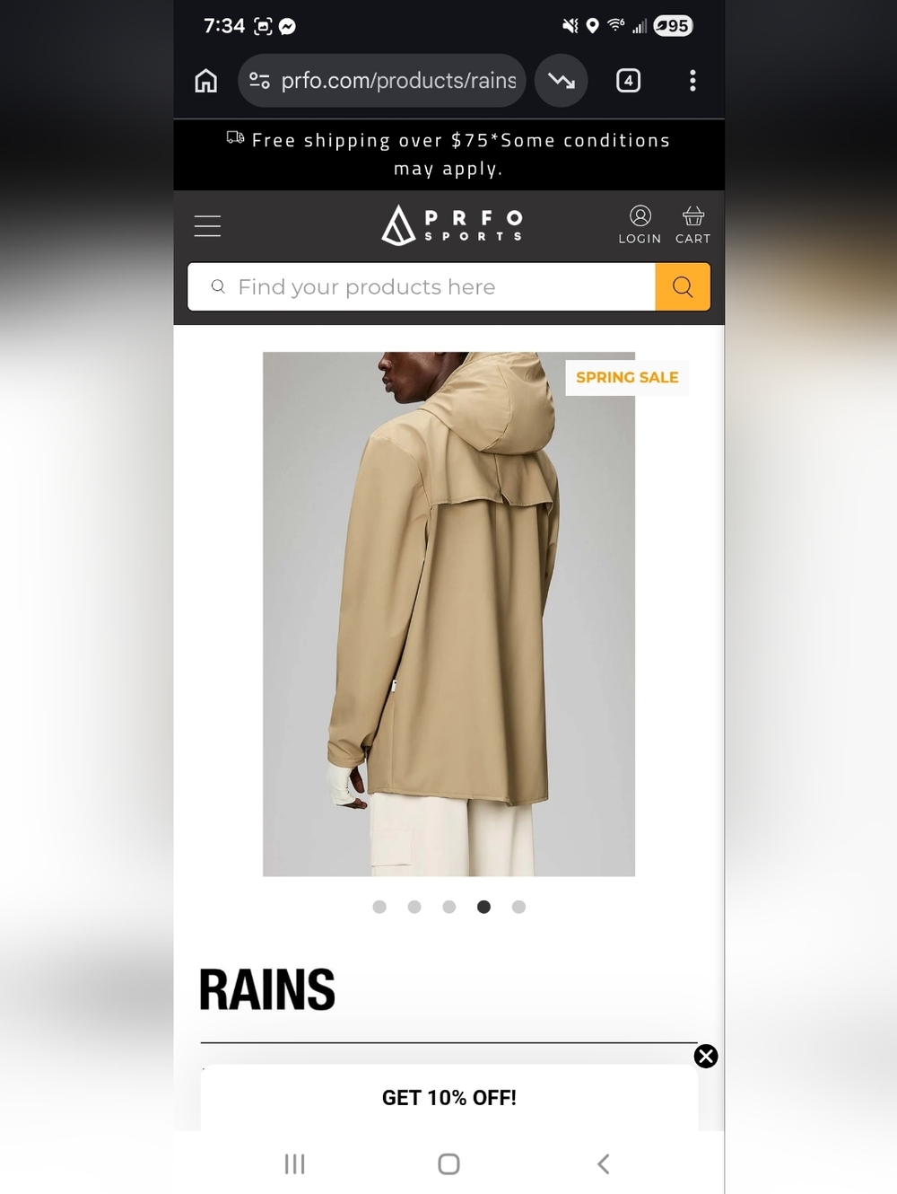 *NWT* Rains Unisex Rain Jacket - Sand - Size M - $75 - Picture 6 of 7